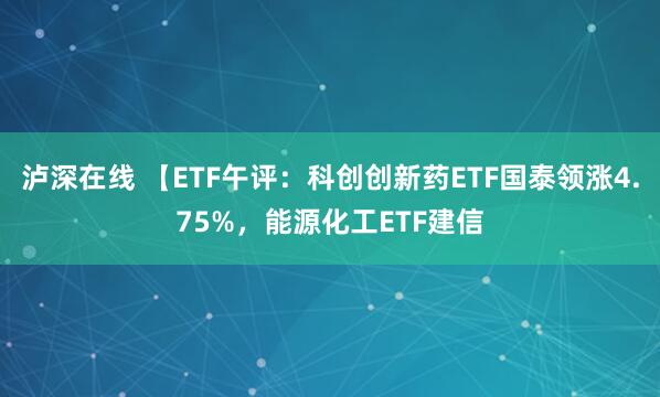 泸深在线 【ETF午评：科创创新药ETF国泰领涨4.75%，能源化工ETF建信