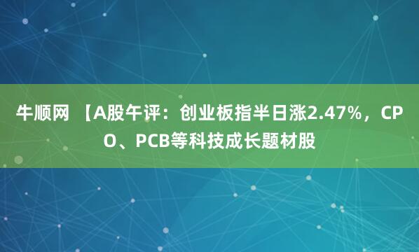 牛顺网 【A股午评：创业板指半日涨2.47%，CPO、PCB等科技成长题材股